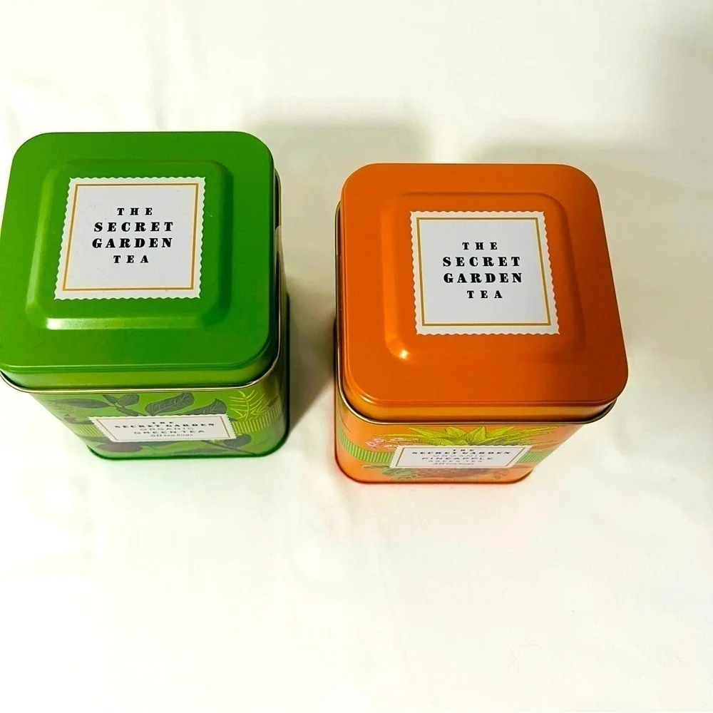 The Secret Garden Organic Green Tea & Organic Pineapple Tea 50 Bags Each Tin New